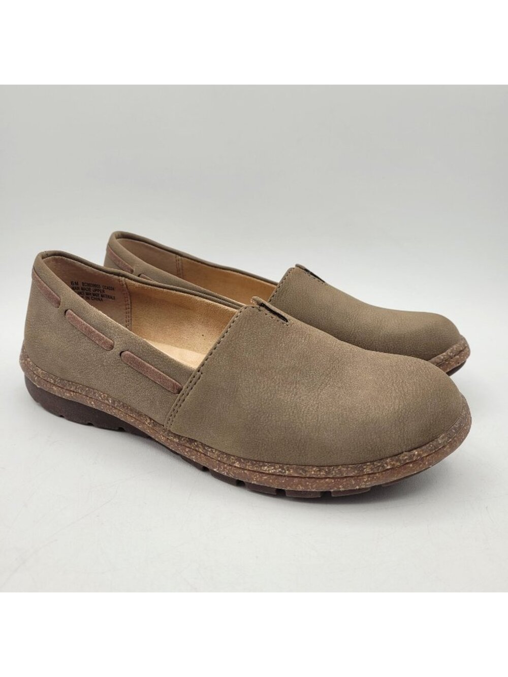 B.O.C Born Women's Loafers Size 6 Niki Slip On Leather Taupe Synthetic Faux Leat